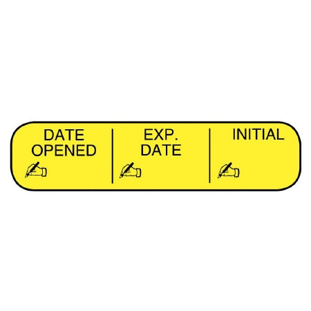 Apothecary Products Pre-Printed / Write On Label Apothecary Products® Communication Fill In Yellow Paper DATE OPENED/EXP. DATE/INITIAL Black Quality Control Label 3/8 X 1-9/16 Inch - M-1056156-4828 - Pack of 1