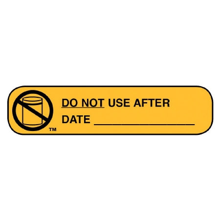 Apothecary Products Pre-Printed Label Apothecary Products® Auxiliary Label Yellow Paper DO NOT USE AFTER/ DATE _____ Black Quality Control Label 3/8 X 1-9/16 Inch - M-1056167-1712 - Box of 1000
