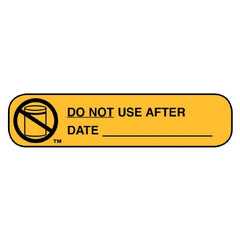 Apothecary Products Pre-Printed Label Apothecary Products® Auxiliary Label Yellow Paper DO NOT USE AFTER/ DATE _____ Black Quality Control Label 3/8 X 1-9/16 Inch - M-1056167-1712 - Box of 1000