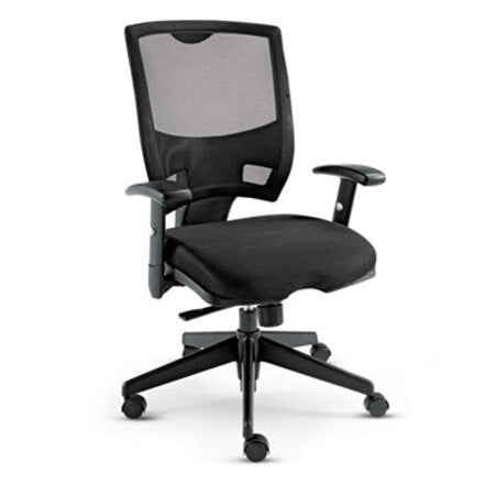 Alera® Alera Epoch Series Fabric Mesh Multifunction Chair, Supports up to 275 lbs, Black Seat/Black Back, Black Base