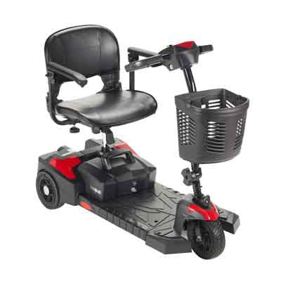 Drive Medical 3 Wheel Electric Scooter Spitfire Scout DLX 3 300 lbs. Weight Capacity Black / Red or Blue (Interchangeable)