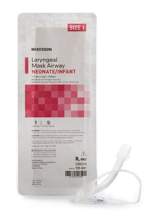 McKesson Laryngeal Mask Neonate / Infant User Size 1 Clear PVC Sterile Disposable