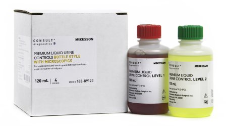 Urine Chemistry Urinalysis Control McKesson Consult™ Microscopic Testing Positive Level / Negative Level 2 Level 1 (Abnormal) 120 mL Bottles, 2 Level 2 (Normal with hCG) 120 mL Bottles