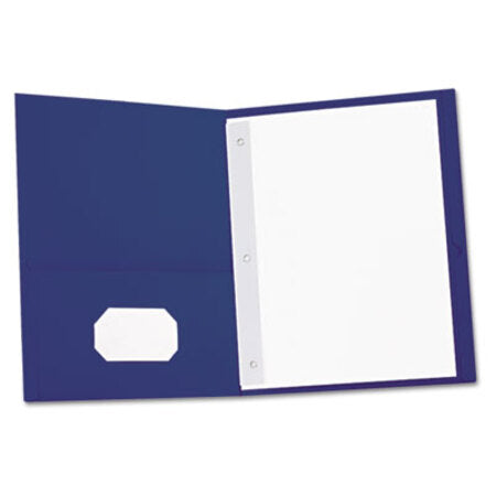 Universal® Two-Pocket Portfolios with Tang Fasteners, 11 x 8 1/2, Dark Blue, 25/Box