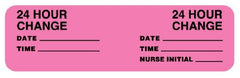 United Ad Label Pre-Printed Label Conf-id-ent™ Instructional Label Fluorescent Pink Paper 24 HOUR CHANGE/DATE_____/TIME_____/24 HOUR CHANGE/DATE_____/TIME_____/NURSE INITIAL_____ Black Safety and Instructional 7/8 X 3 Inch - M-1057526-1795 - Roll of 320