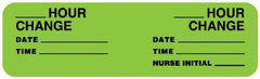 United Ad Label Pre-Printed / Write On Label Conf-id-ent™ Anesthesia Label Green Paper _Hour Change Black Syringe Label 7/8 X 3 Inch - M-1057528-2160 - Roll of 320