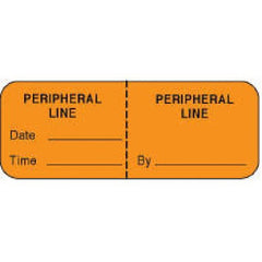 Precision Dynamics Pre-Printed Label Anesthesia Label Orange Paper Peripheral Line Black Syringe Label 3/4 X 2 Inch - M-1057549-1784 - Roll of 1000