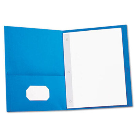 Universal® Two-Pocket Portfolios with Tang Fasteners, 11 x 8 1/2, Light Blue, 25/Box