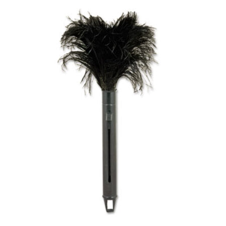 Boardwalk® Retractable Feather Duster, Black Plastic Handle Extends 9" to 14"