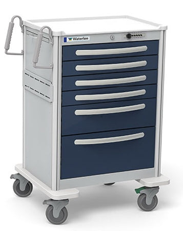 Waterloo Industries Anesthesia Cart Aluminum 24.5 X 29 X 42 Inch 16.5 X 22 Inch, Drawer Height: Four 3 Inch Drawer, One 6 Inch Drawer, One 9 Inch Drawer