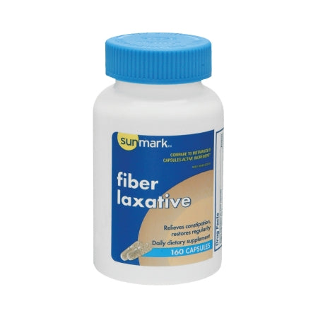 Laxative sunmark® Original Flavor Capsule 160 per Bottle 0.52 Gram Strength Psyllium Husk