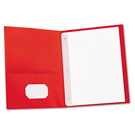 Universal® Two-Pocket Portfolios with Tang Fasteners, 11 x 8 1/2, Red, 25/Box