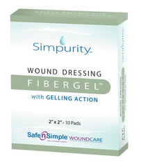 Safe N Simple Hydrogel Dressing FiberGel 2 X 2 Inch Square Sterile