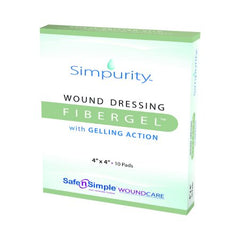Safe N Simple Hydrogel Dressing FiberGel 4 X 4 Inch Square Sterile