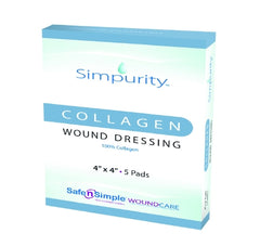 Safe N Simple Collagen Dressing Simpurity™ Collagen 4 X 4 Inch 5 per Pack