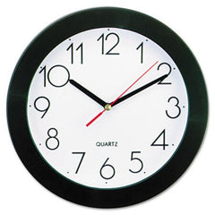 Universal® Bold Round Wall Clock, 9.75" Overall Diameter, Black Case, 1 AA (sold separately)