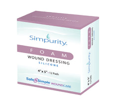 Safe N Simple Silicone Foam Dressing Simpurity™ 4 X 5 Inch Rectangle Adhesive without Border Sterile