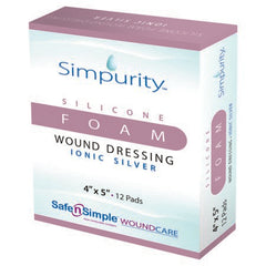 Safe N Simple Silver Foam Dressing Simpurity™ 4 X 5 Inch Rectangle Sterile