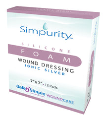 Safe N Simple Silver Foam Dressing Simpurity™ 7 X 7 Inch Square Sterile