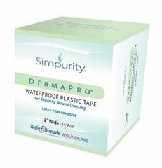 Safe N Simple Medical Tape DermaPro™ Waterproof Plastic 2 Inch X 15 Foot Transparent NonSterile