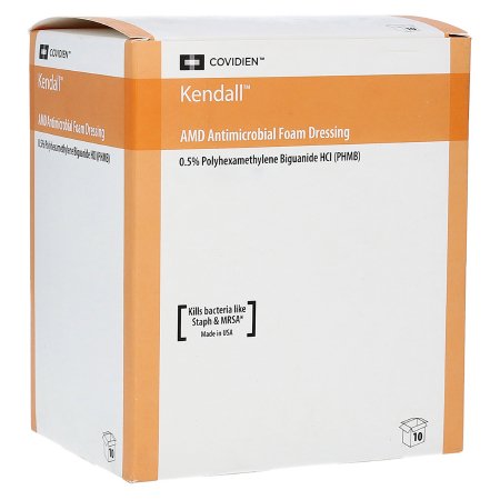 Cardinal Antimicrobial Foam Dressing Kendall™ AMD 5-1/2 X 5-1/2 Inch Square Adhesive with Border Sterile