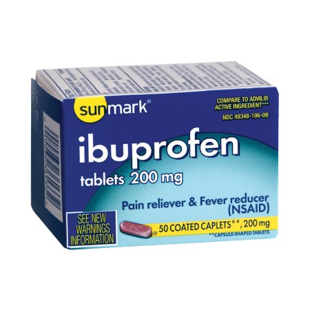 Pain Relief sunmark® 200 mg Strength Ibuprofen Caplet 50 per Bottle