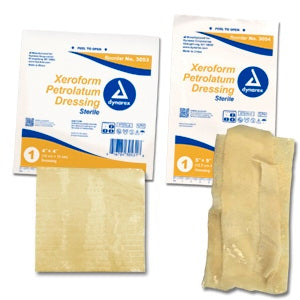 Dynarex Impregnated Dressing Xeroform® 4 X 4 Inch Mesh Gauze Petrolatum, Bismuth Thiophanate, Mineral Oil, and Paraffin Oil Sterile