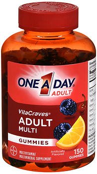 Bayer Multivitamin Supplement One-A-Day® Vitamin B6 / Vitamin B12 / Ascorbic Acid / Vitamin E Folic Acid 4000 IU - 600 mg - 400IU - 40IU - 2mg - 400mcg Strength Gummy 150 per Bottle Assorted Fruit Flavors