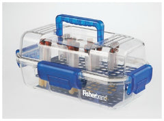 Fisher Scientific Specimen Storage / Transport Box Fisherbrand™ 6-3/4 X 8-1/5 X 15-1/5 Inch Clear / Blue ABS 72 Place Capacity