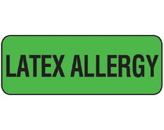 Shamrock Scientific Pre-Printed Label Shamrock Allergy Alert Green Paper LATEX ALLERGY Black Alert Label 5/16 X 13/16 Inch - M-1061584-2167 - Pack of 200