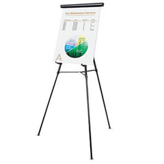 Universal® 3-Leg Telescoping Easel with Pad Retainer, Adjusts 34" to 64", Aluminum, Black