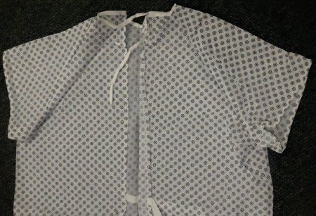 Lew Jan Textile Patient Exam Gown One Size Fits Most White Print Reusable