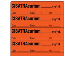 Shamrock Scientific Drug Label Shamrock Anesthesia Label CISATRAcurium _____ mg / mL / Date _____ Time _____ Int. _____ Orange 1/2 X 1 Inch - M-1061706-4806 - Pack of 250
