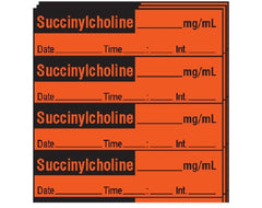 Shamrock Scientific Drug Label Shamrock Anesthesia Label Succinylcholine mg/mL Date_Time_Int_ Fluorescent Red 1/2 X 1 Inch - M-1061708-3898 - Pack of 250