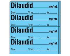 Shamrock Scientific Drug Label Shamrock Anesthesia Label DILAUDID _____ mg / mL / Date _____ Time _____ Int. _____ Blue 1/2 X 1 Inch - M-1061716-3940 - Pack of 250