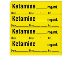 Shamrock Scientific Drug Label Shamrock Anesthesia Label KETAMINE _____ mg / mL / Date _____ Time _____ Int. _____ Yellow 1/2 X 1 Inch - M-1061725-1262 - Pack of 250