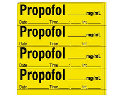 Shamrock Scientific Drug Label Shamrock Anesthesia Label Propofol_mg/mL Date_Time_Int_ Yellow 1/2 X 1 Inch - M-1061726-3475 - Pack of 250