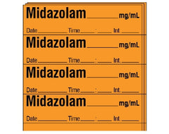 Shamrock Scientific Drug Label Shamrock Anesthesia Label MIDAZOLAM _____ mg / mL / Date _____ Time _____ Int. _____ Orange 1/2 X 1 Inch - M-1061727-4256 - Pack of 250