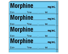 Shamrock Scientific Drug Label Shamrock Anesthesia Label MORPHINE _____ mg / mL / Date _____ Time _____ Int. _____ Blue 1/2 X 1 Inch - M-1061731-2394 - Pack of 250