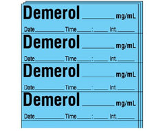 Shamrock Scientific Drug Label Shamrock Anesthesia Label DEMEROL _____ mg / mL / Date _____ Time _____ Int. _____ Blue 1/2 X 1 Inch - M-1061732-2397 - Pack of 250