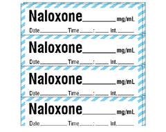 Shamrock Scientific Drug Label Shamrock Anesthesia Label NALOXONE _____ mg / mL / Date _____ Time _____ Int. _____ Blue / White 1/2 X 1 Inch - M-1061733-1151 - Pack of 250
