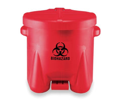 Fisher Scientific Medical Waste Receptacle Eagle™ 10 gal. Round Red HDPE Step On - M-1061760-3282 - Each