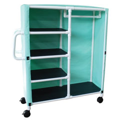 MJM International Linen / Specialty Cart with Cover 4 Shelves 75 lbs. per Shelf Weight Capacity PVC 4 Inch Twin Casters - M-1062182-1135 - Each