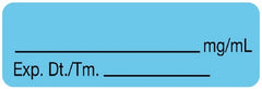 United Ad Label Pre-Printed / Write On Label Communication Fill In Light Blue Paper Blank _______mg/mL /Exp. Dt./Tm.____ Black Syringe Label 1/2 X 1-1/2 Inch - M-1062195-1963 - Roll of 1