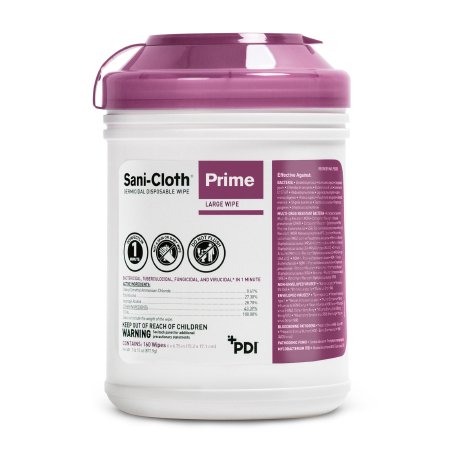 Professional Disposables Sani-Cloth® Prime Surface Disinfectant Cleaner Premoistened Germicidal Wipe 160 Count Canister Disposable Alcohol Scent NonSterile - M-1063956-3726 - Case of 1920