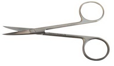 BR Surgical Iris Scissors Iris 4 Inch Length Surgical Grade Stainless Steel NonSterile Finger Ring Handle Curved - M-1064250-1540 - Each