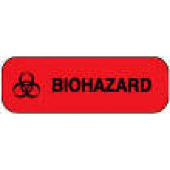 Precision Dynamics Pre-Printed Label Warning Label Fluorescent Red Paper Biohazard / Symbol Black Biohazard 1/2 X 1-1/2 Inch - M-1064344-4352 - Roll of 1