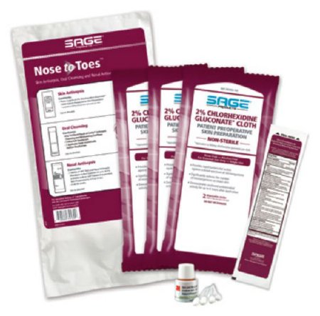 Sage Products Skin and Nasal Prep Kit Sage Nose To Toes™ Soft Pack 2% / 5% Strength Chlorhexidine Gluconate / Povidone Iodine NonSterile