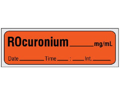 Shamrock Scientific Drug Label Shamrock Anesthesia Label Rocuronium_mg/mL Date_Time_Int_ Fluorescent Red 1/2 X 1 Inch - M-1064861-1192 - Roll of 1