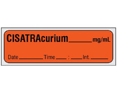 Shamrock Scientific Drug Label Shamrock Anesthesia Label CISATRAcurium _____ mg / mL / Date _____ Time _____ Int. _____ Fluorescent Red 1/2 X 1 Inch - M-1064862-1442 - Roll of 1